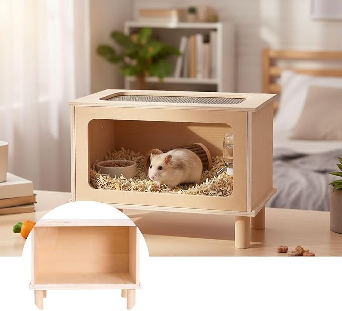 Hamster Digging Box - Wooden Activity Toy with View Window for Pet Entertainment