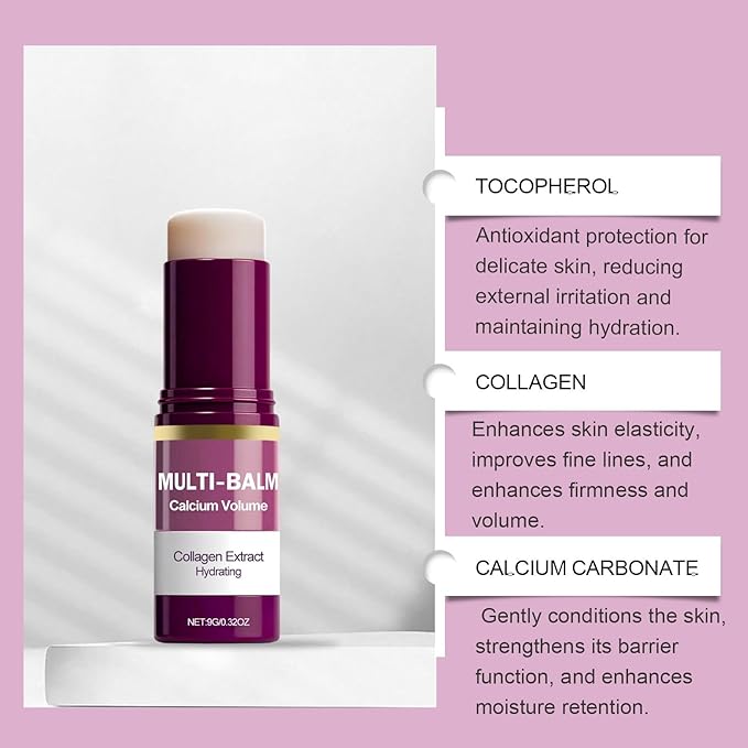Multi Balm Stick - Hydrating & Firming Face Balm for Eyes, Lips & Neck - With Collagen & Vitamin E - Skin Barrier Care for Delicate Skin - 9g (2)