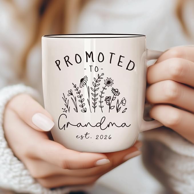 Promoted to Grandparents 2026 Coffee Mugs Set，Est 2026 Mug Set Pregnancy Announcement for Grandma Grandpa, New Grandparent Reveal Ceramic Cups, Expecting Baby Reveal Gift for Parents to Be，13oz