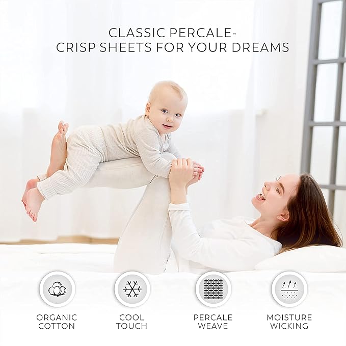 Organic 100% Cotton Percale Twin Sheets Set Light Pink, Twin Bed Sheets, College Dorm Room Essentials, 14" Deep Pocket Twin Cotton Sheet Set, Breathable & Cooling Sheets for Hot Sleepers