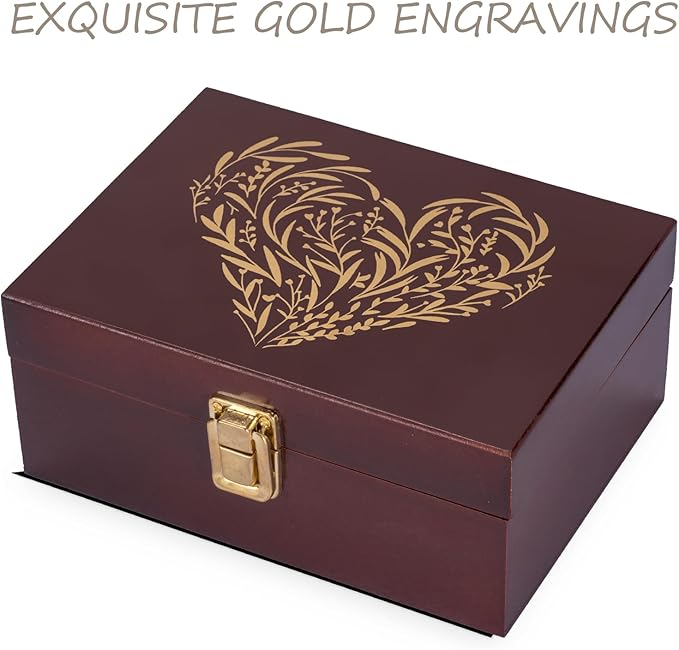 Small Wooden Memory Keepsake Boxes With Hinged Lids and a photo frame inside the lid - Decorative Storage Box With a Hinge Lids For Picture Letter Time Capsule - Wooden Gift Boxes，3.1“*5.1”*7.1“