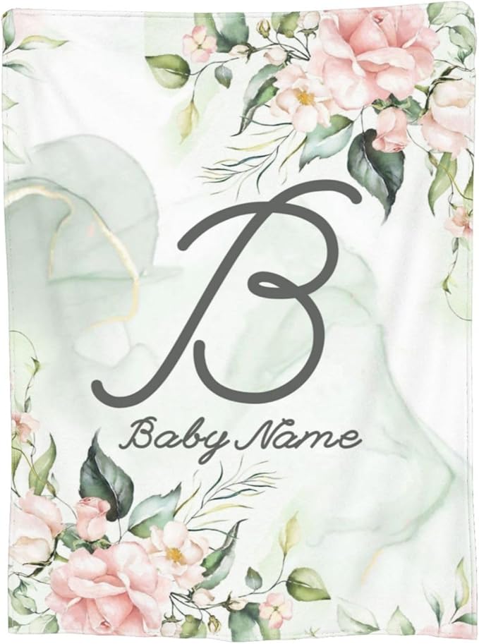 Personalized Baby Blankets for Girls Boys, Custom Baby Blanket with Name, Customized Baby Blanket Gifts for Kids Newborn for Birthday Christmas