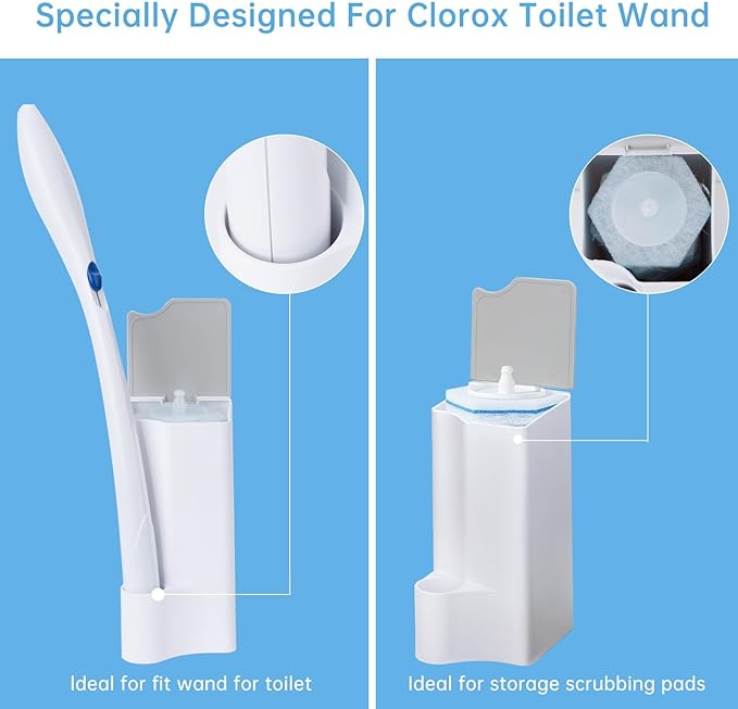 Holder for Clorox Toilet Wand, Compatible with Clorox Toilet Wand Holder only, White & Gray