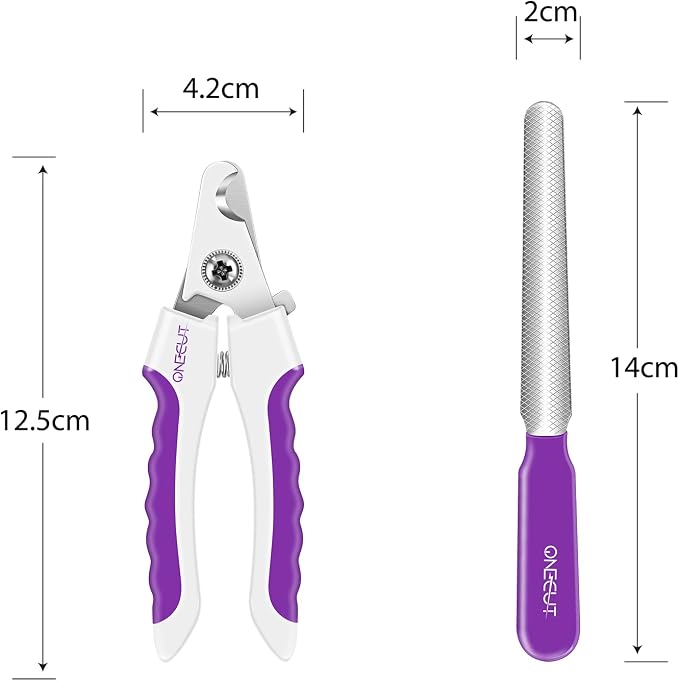 4.7" Small Dog & Cat Nail Clipper Stainless Steel Cat Claw Trimmers | Clipper for Rabbits, Guinea Pigs, Birds, Puppies, Kitten & Small Animal Pet Nail Clipper for Professional & Home Use (Purple)