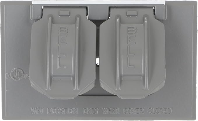 Hubbell-Bell 5180-0 1-Gang Horizontal Weatherproof Cover, Device Mount Flip Cover, Duplex, Gray