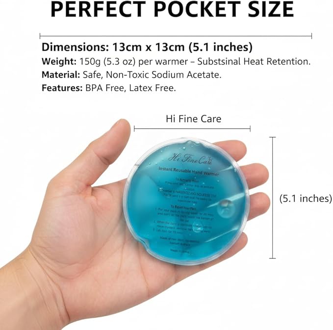 Instant Reusable Hand Warmers - 4 Pack Click Heat for Cold Hands & Pain Relief - Eco-Friendly Portable Heat Packs for Outdoor Activities, Camping, Skiing - Hot & Cold Therapy