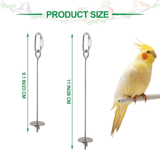 2 Pcs Bird Cage Food Holder Stainless Steel Parrot Fruit & Vegetable Skewer Hanging Foraging Toy for Parakeets, Budgies, Macaws (Pack of 2)