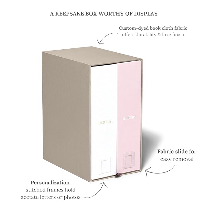 Savor I Baby Deluxe Box | Acid-Free Newborn Keepsake & Memory Organizer with 52 Labels, 9 Drawers, 8 File Folders | Gift for Pregnancy, Mother’s Day, Baby Shower, Pink, No Customization
