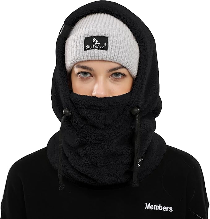 Shy Velvet Balaclava Wind-Resistant Winter Face Mask,Fleece Ski Mask for Men and Women,Warm Face Cover Hat Cap Scarf