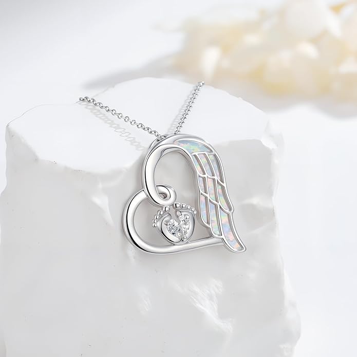 Miscarriage Necklace Gifts for Mothers 925 Sterling Silver Mommy of An Angel Pendant Memorial Jewelry Loss of Pregnancy Sympathy Gifts for Women