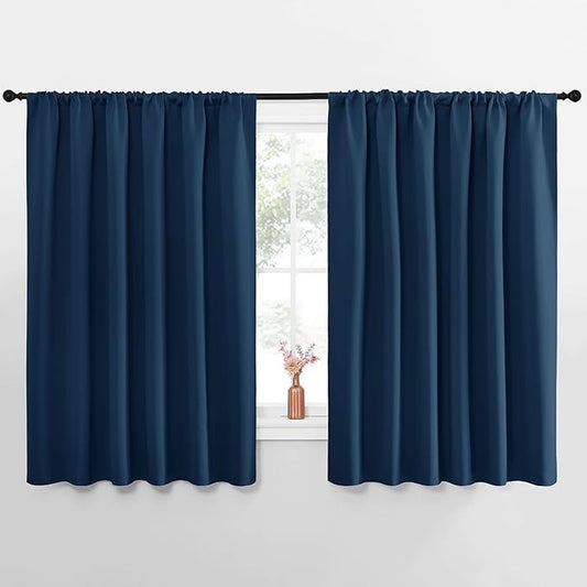 NICETOWN Blackout Curtains for Bedroom, Blackout Curtain Panels, Moroccan Blue, 1 Pair, 70 by 63-inch, Window Treatment Energy Saving Thermal Insulated Solid Rod Pocket Blackout Drapes/Draperies