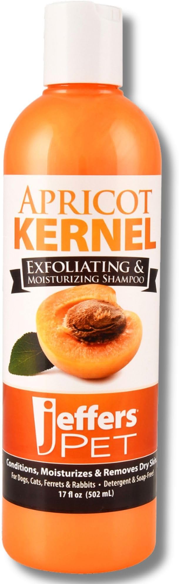 Jeffers Pet Apricot Kernel Exfoliating & Moisturizing Shampoo for Dogs & Cats, 17 oz - Concentrated Coconut Based Formula, Soap Free, Gentle Coat Cleansing, Vitamin Enriched Grooming Care, USA Made