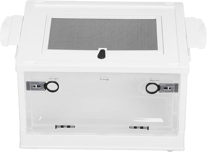 Pet Box ABS Material Small Pet Terrarium Hinged Front Opening Door Large Mesh Cover Top Hedgehog Holder (White)