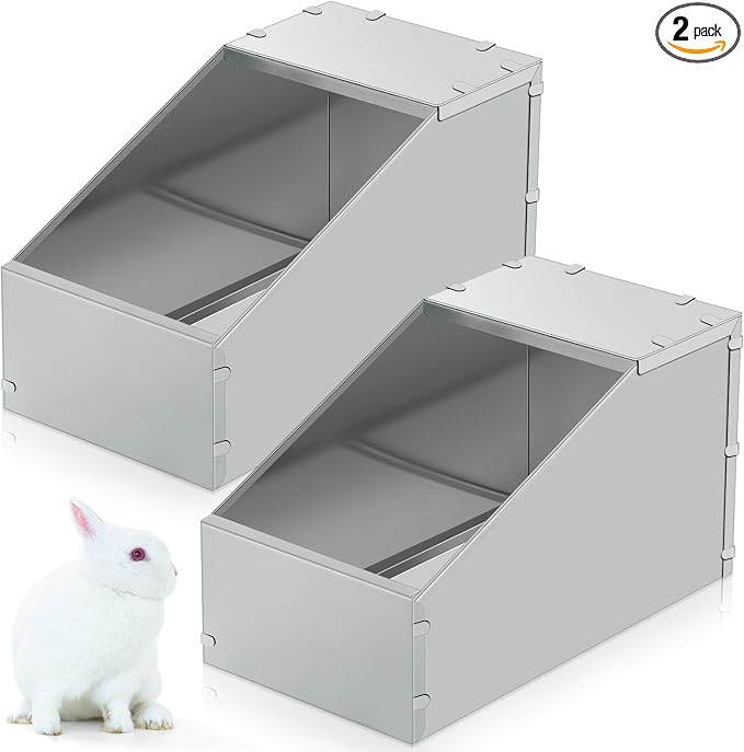 Maxcheck 2 Pcs Galvanized Metal Rabbit Nesting Box Bunny Small Animal Nest with Removable Acrylic Floor Durable Easy to Clean for Indoor Outdoor Use Rabbit Supplies(16 * 11.5 * 11.5 Inch)