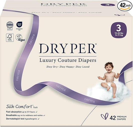 Baby Nappies - Size 3 (6-11kg / 13-24 lbs), 6 Pack of 7 Nappies (42 Total), Ultra Soft, Super Absorbent, Disposable Baby Diapers