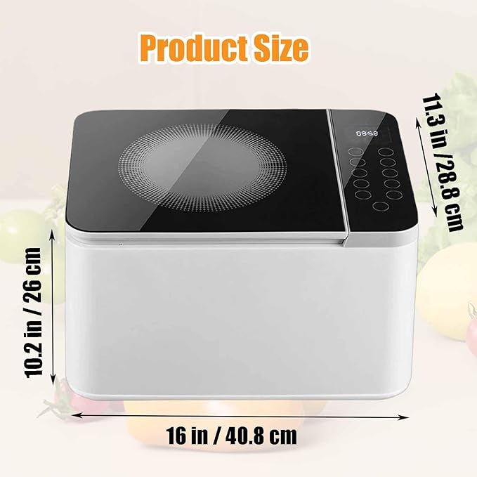 372 Ounce Fruit and Vegetable Washing Machine, Fruit Cleaner Device, Large Multipurpose Veggie Cleaning Machines, Food and Meat Purifier Device in Water for Home and Commercial (White)