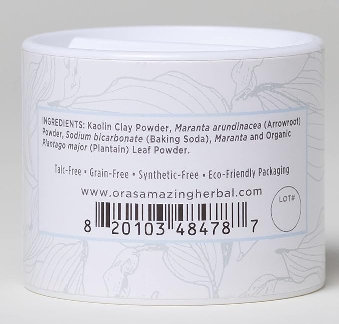 Ora's Amazing Herbal Talc Free Baby Powder, Cornstarch Free, Unscented Arrowroot Powder, 0.5 oz Travel Size 2 Pack