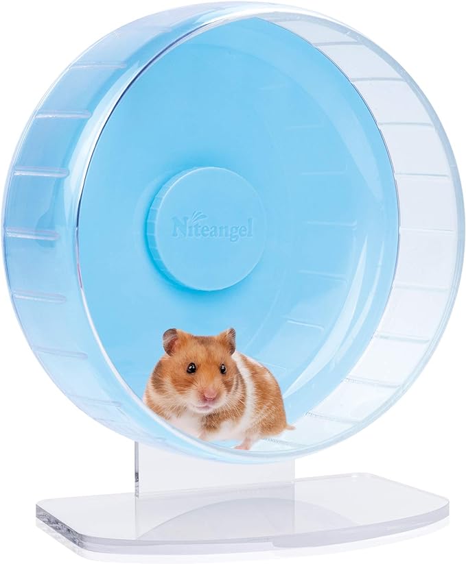 Niteangel Super-Silent Hamster Exercise Wheels: Quiet 10 inch Running Wheel | Can 10.6-13.4" Adjustable Height - No Bend Back Spinner Running for Dwarf Syrian Hamster Gerbils Mice Or Other Small Animal