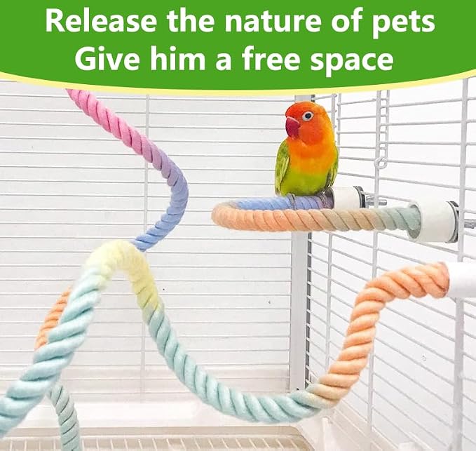 2Pcs Rope Perches for Bird Cages, Rope Perch for Parrots, Cockatiels & Parakeets, Bird Cage Accessories(S)