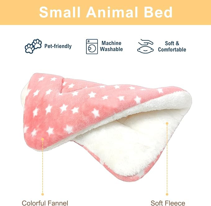 10PCS Guinea Pig Bed, Soft Rabbit Bedding, Fleece Bunny Mat | Warm Plush Cage Liner, Sleeping Blanket for Hamster Ferret Squirrel Hedgehog Rat