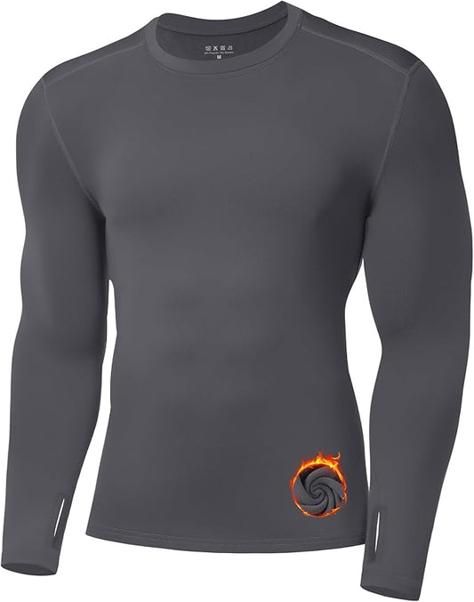 Moozava Mens Thermal Long Sleeve Shirt Fleece Lined Compression Base Layer Top Cold Weather Gear Hunting Athletic Undershirt