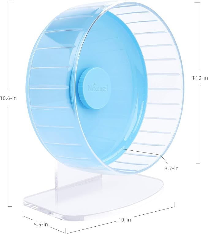 Niteangel Super-Silent Hamster Exercise Wheels: Quiet 10 inch Running Wheel | Can 10.6-13.4" Adjustable Height - No Bend Back Spinner Running for Dwarf Syrian Hamster Gerbils Mice Or Other Small Animal