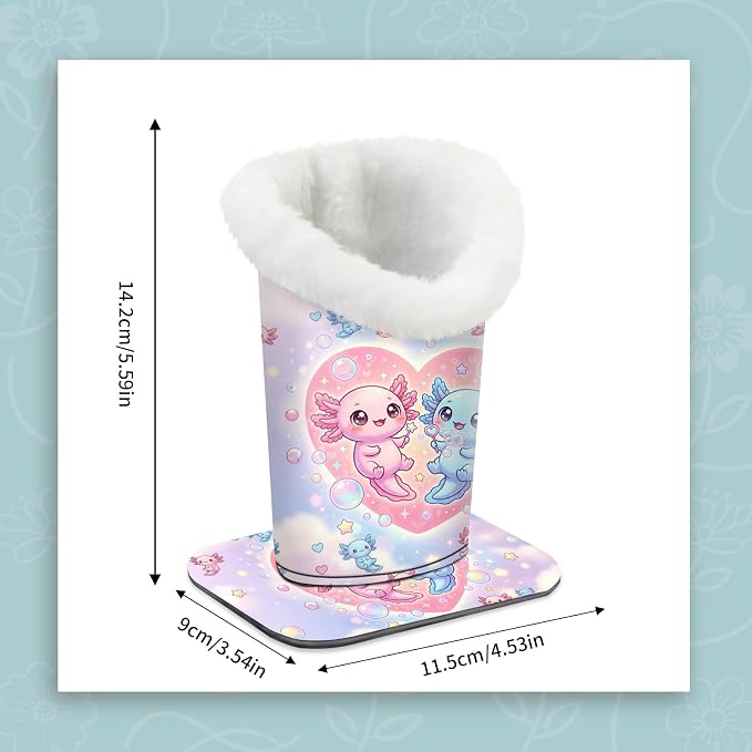 Plush Lined Eyeglasses Holder, Cute Magnetic PU Leather Glasses Stand Case for Women Men Kids