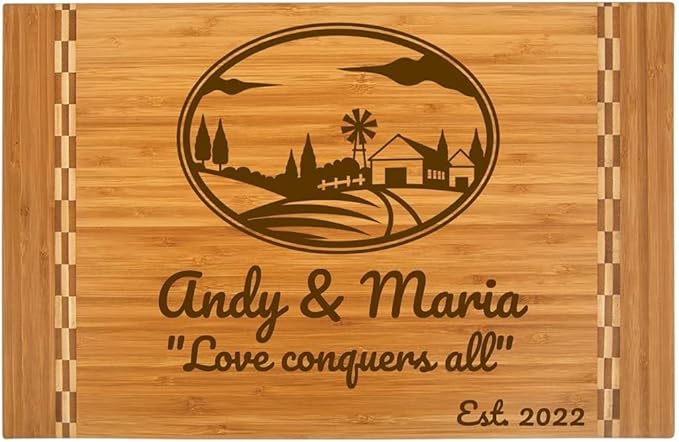 Personalized Bamboo Cutting Board | Laser Engraved | Fully Customizable Designs | Perfect for Wedding Gifts, Anniversaries, Birthdays, New Home Gifts (12x18)