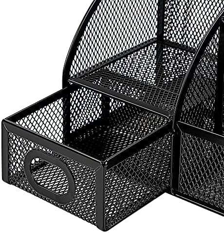 Amazon Basics Mesh Pen Holder and Desktop Desk Organizer, Office Caddy Storage for Writing Utensils, 9.1 x 5.9 x 5.5 inches, Black