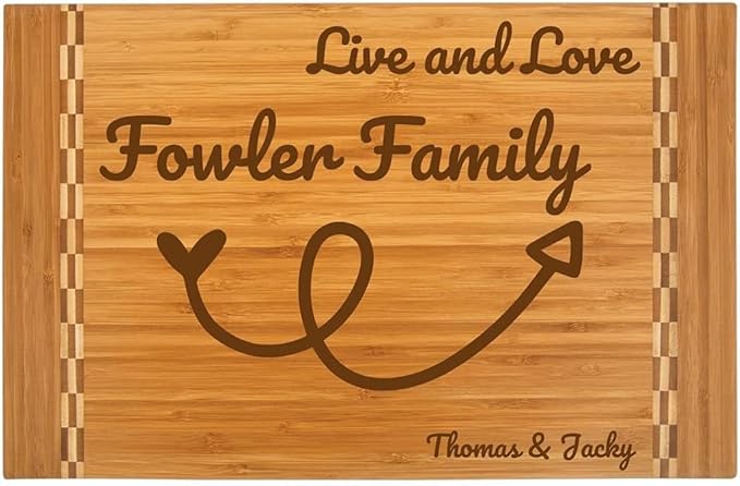 Personalized Bamboo Cutting Board | Laser Engraved | Fully Customizable Designs | Perfect for Wedding Gifts, Anniversaries, Birthdays, New Home Gifts (12x18)