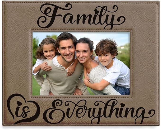 KATE POSH Family is Everything Engraved Leather Picture Frame (4x6-Horizontal)