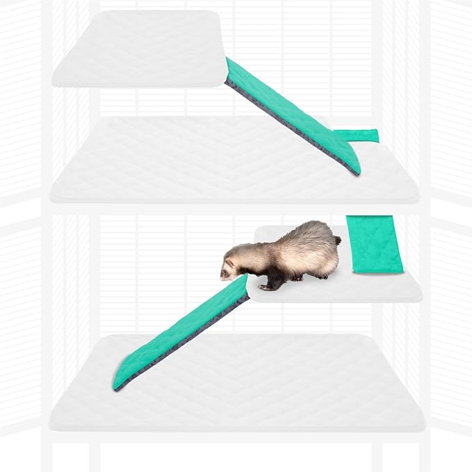Paw Inspired Fleece Ramp Covers for Critter Nation Cage, Green, 3 Count | Fitted Ladder Liners for Ferret Nation/Critter Nation Cage, For Ferrets, Rats, Chinchillas, Hedgehogs, Small Animals, Pets