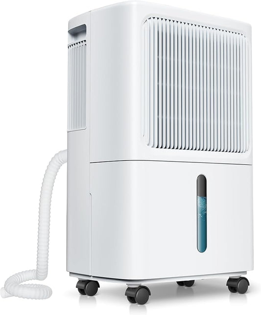 2,500 Sq Ft Home Dehumidifier with Drain Hose, 55 OZ Water Tank, 24 Hr Timer, 34 Pints High Efficiency Compressor for Basement, Bedrooms, Bathrooms and Laundry Rooms