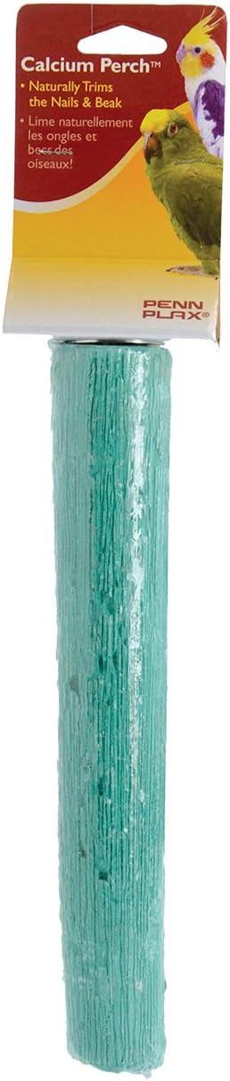 Penn-Plax Bird-Life Calcium Trimmer-Perch, Naturally Trims Nails & Beak - Easy-Mounting Bird Perch Stand for Cages - Great for Parrots, Cockatoos, Macaws, & Other Large Birds - Green, 10 Inch