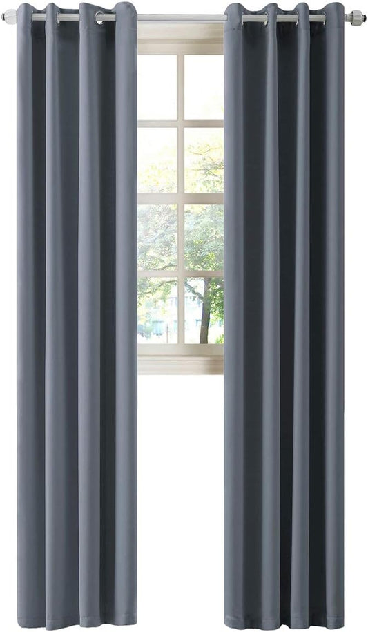 LA PALMA Thermal Insulated Blackout Darkening Grommet Living Room Curtains Window Drapes for Bedroom Pack of 2 Panels