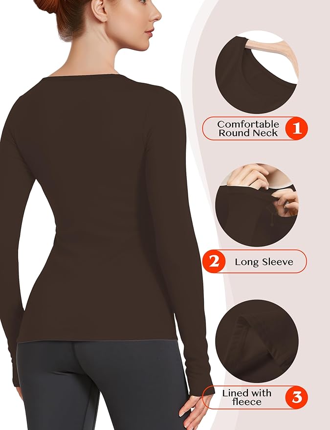 Women's Long Sleeve Thermal Underwear Lightweight Compression Baselayer Shirt Women Clothing Premium Comfort Winter Tops