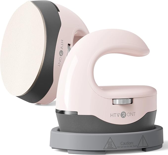 HTVRONT Heat Press H1 Mini Heat Press Machine, Small Heat Press Portable Iron Press Machine for T Shirts, Hats, Heating Transfer Projects (H1 Pink)