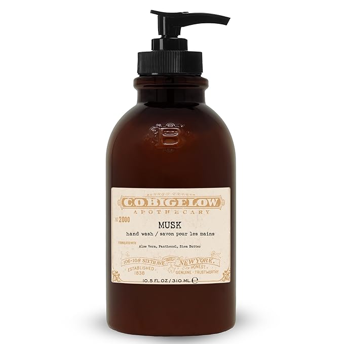 C.O. Bigelow Musk Hand Wash, Iconic Collection Liquid Hand Soap with Shea Butter, Glycerin, Aloe Vera, 10.5 Fl Oz