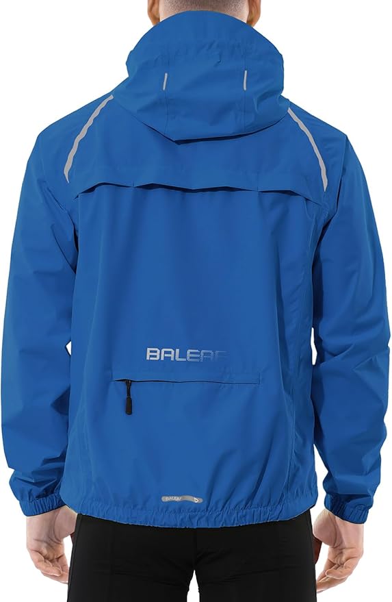 baleaf Men's Rain Jacket Waterproof Windbreaker Raincoat Running Cycling Hiking Gear Hood Lightweight Reflective Packable