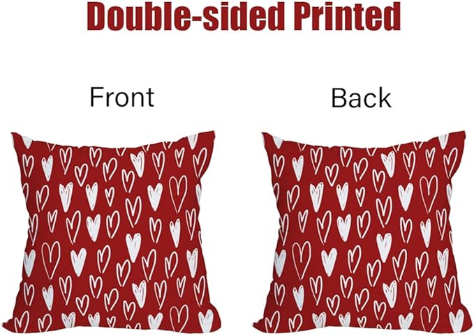 Fukeen 2 Pack Waterproof Outdoor Valentines Day Pillow Covers 24x24 Inch White Red Love Heart Holiday Throw Pillow Cases Romantic Valentine Farmhouse Decorations Cushion Cover Double Sided