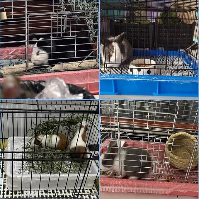 Tfwadmx 50PCS 27"x19" Disposable Rabbit Cage Liners,Guinea Pig Cage Liner | Clear Leak Proof Bunny litter box liners,Plastic Small Animal Universal Toilet Film Tray Covers for Hamster Ferret Bird Rat
