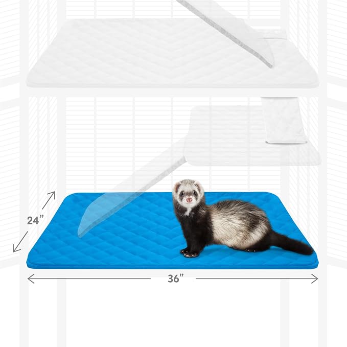 Paw Inspired Fitted Fleece Bottom Pan Liner for Critter Nation Cage, Blue | Tray Cover for Ferret Nation/Critter Nation Cage, For Ferrets, Rats, Chinchillas, Hedgehogs, Small Animals, Pets