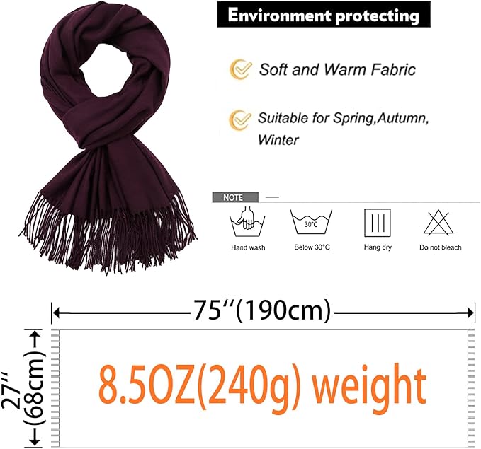 RIIQIICHY Women's Scarf Pashmina Shawls and Wraps for Evening Dress Bridesmaid Wedding Bridal Winter Warm Long Large Scarves