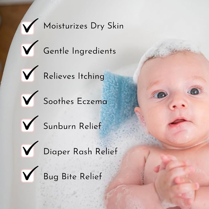 Oatmeal Baby Bath Powder for Eczema by Irene Organics - Colloidal Oatmeal for Soothing Treatment of Eczema, Diaper Rash, Dry Skin, Itching and Irritation - Moisturize and Sooth Baby and Toddler Skin