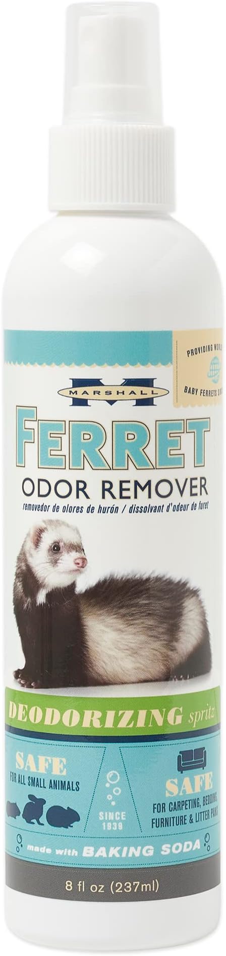 Marshall Pet Products Ferret Odor Remover, Deodorizer Spritz with Baking Soda, for Small Animals and Ferrets, 8 oz