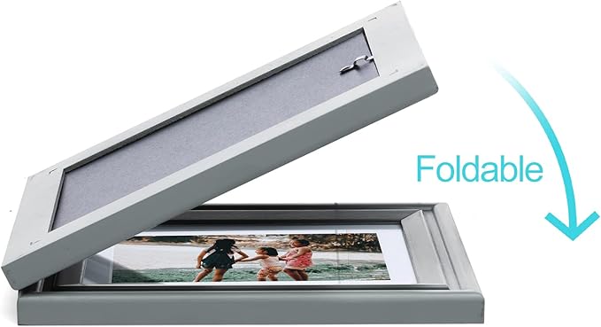 Horizontal 5X7 Picture Frames Double Hinged Wood Folding Photo Frames with Real Glass Front Fit for Desktop or Tabletop Display Pictures 4x6 with Mat or 5x7 Without Mat, Gray XHUI-H75X2