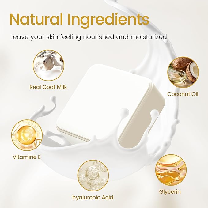 Goat Milk Soap Bar 4.8 oz (4 Bars) For Dry Sensitive Skin. Natural Soap For Women, Men, Kids & Baby. Great For Face & Body