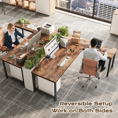 Huuger 63 Inch L Shaped Desk with 0.95 Inch Thicker Desktop