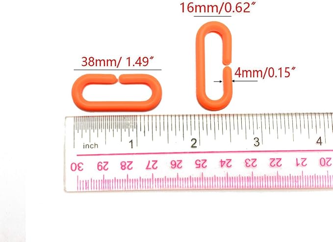 200Pcs Orange C-Clips Plastic Chain Links for Birds & Small Pets | Non-Toxic Safe & Durable. Chew-Resistant For Indoor/Outdoor. C-Clip Snaps Together Easily. Plastic Chain Toy For Small Pets