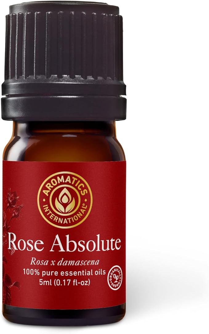 Aromatics International Premium Organic Rose Absolute Essential Oil 5ml | 100% Pure Essential Oil for Diffusion & Aromatherapy